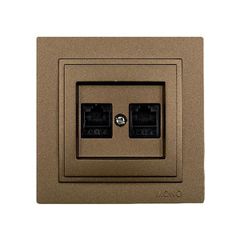Πρίζα Data διπλή RJ45 CAT6 Mono Electric καφέ σειρά Despina Metallic