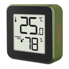 Ψηφιακό θερμόμετρο και υγρόμετρο LIFE ALU MINI TERRA εσωτερικού χώρου σε cedar green χρώμα