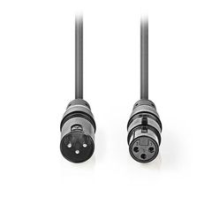 Kαλώδιο ήχου 3pin XLR αρσενικό σε 3pin XLR θηλυκό μήκους 10m σε γκρι χρώμα
