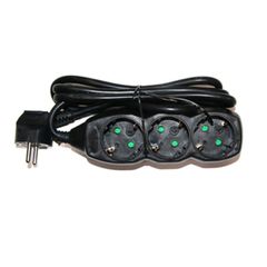 Πολύπριζο 3 θέσεων σούκο μαύρο χρώμα 3x1.5mm² με καλώδιο 1.5m