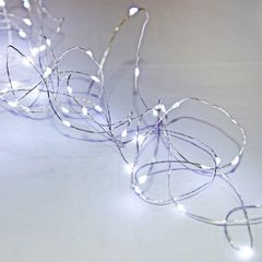 100 micro led λαμπάκια σε ασημί σύρμα με πρόγραμμα ψυχρό φως εσωτερικής και εξωτερικής χρήσης IP44