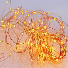 200 micro led λαμπάκια σε χάλκινο σύρμα με πρόγραμμα χρυσό φως εσωτερικής και εξωτερικής χρήσης IP44