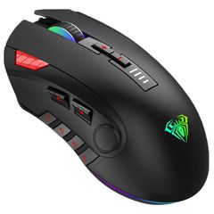 Ενσύρματο gaming ποντίκι AULA Fire H512 5000DPI 12 πλήκτρα RGB μαύρο
