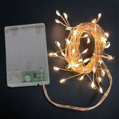 Χριστουγεννιάτικα λαμπάκια 50 micro led μπαταρίας σταθερά ασημί σύρμα θερμό φως μη στεγανά IP20