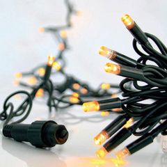 100 Flash led χριστουγεννιάτικα λαμπάκια σειράς θερμό φως με πράσινο καλώδιο IP65 επεκτεινόμενα