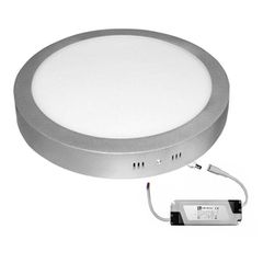 Led panel επίτοιχο ασημί στρογγυλό 30W 230V 3000k θερμό λευκό φως 2700lm με τροφοδοτικό