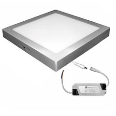 Led panel επίτοιχο ασημί τετράγωνο 30W 230V 3000k θερμό λευκό φως 2700lm με τροφοδοτικό