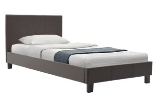 Κρεβάτι "NEVIL" μονό από τεχνόδερμα σε χρώμα καφέ ματ 106x212x87
