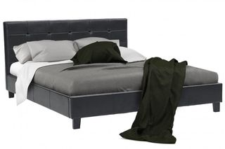 Κρεβάτι "DESI" διπλό με τεχνόδερμα σε χρώμα μαύρο ματ 170x216x96