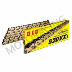 ΑΛΥΣΙΔΑ ΚΙΝΗΣΗΣ YAMAHA XT 660 04'-15' / HONDA XR 650R 00'-07' / KAWASAKI KLE 500 97'-07' / APRILIA PEGASO 650 92'-09' DID 520 VX3 G x 110 ΔΟΝΤΙΑ - ΧΡΥΣΗ X-RING