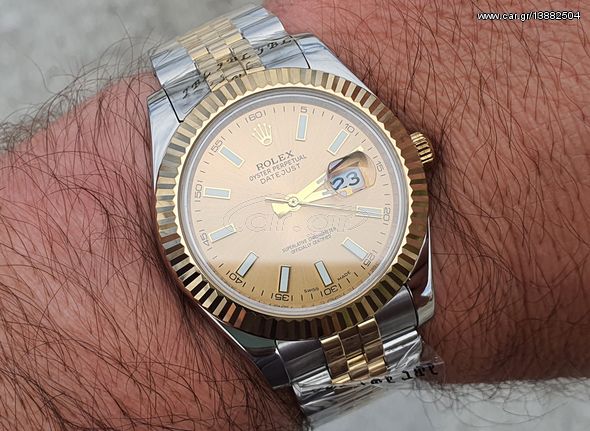 rolex replica 40mm datejust jubilee χρυσή πλακα