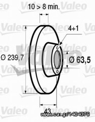 Δισκόπλακες VALEO εμπρόσθιες για Ford Fiesta ΙΙΙ από 02/1989 έως 07/1995 (186162) 