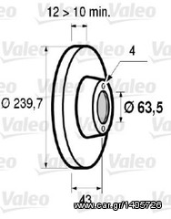 Δισκόπλακες VALEO εμπρόσθιες για Ford Fiesta από 02/2000 (186560) 