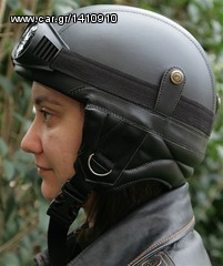 Κράνος ρετρό Club Retro Pilot Helmet 1932 Black-thumb-4