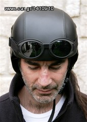 Κράνος ρετρό Club Retro Pilot Helmet 1932 Black-thumb-3