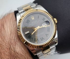 Rolex datejust Wimbledon 41mm grey dial αντίγραφο replica