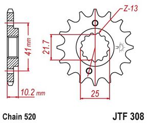Γραναζι εμπρος 308.15 / FE E8586.15/345 15 18NC Honda FMX 650/XT660X 15Δ PBR - (10100-371)