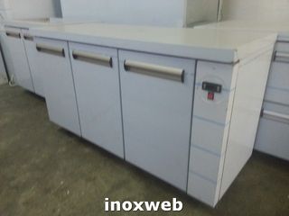 INOXWEB 2026-Επαγγελματικό ανοξείδωτο ψυγείο πάγκος συντήρηση με 3 πόρτες χωρίς μηχανή 150χ70χ87 εκ ID-PS15070