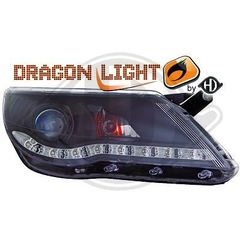  VW Tiguan ΦΑΝΑΡΙΑ ΕΜΠΡΟΣ BLACK-ΜΑΥΡΑ - daylight dragon light www.eautoshop.gr δωρεαν παραδοση