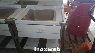 INOXWEB 2026-Επαγγελματική ανοξείδωτη λάντζα ανοιχτή με 1 γούρνα 50χ50χ30 70χ70χ87 εκ ID-LANA70.1