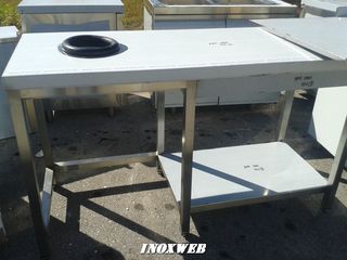 INOXWEB 2025-ΕΠΑΓΓΕΛΜΑΤΙΚΟ Τραπεζι ακαθαρτων 140χ70χ87 ΜΕ ΤΡΥΠΑ ΚΑΙ ΛΑΣΤΙΧΟ