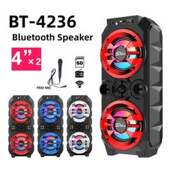 BT-4236 Φορητό ασύρματο ηχείο Bluetooth 2x4"Φως LED Ηχείο