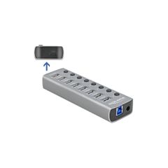 Hub 8x USB + 1x Type-C PD DELOCK με διακόπτες 5Gbps 2.4A και μεταλλικό περίβλημα