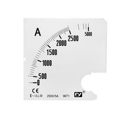 Πλάκα Ένδειξης Αμπερομέτρου 96x96mm – 2500/5A για Πίνακες & Πόρτες