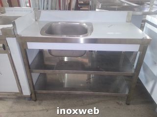 INOXWEB 2025-ΤΡΑΠΕΖΙ ΜΕ ΡΑΦΙ ΚΑΙ ΓΟΥΡΝΑ ΤΟΙΧΟΥ  110χ60χ87
