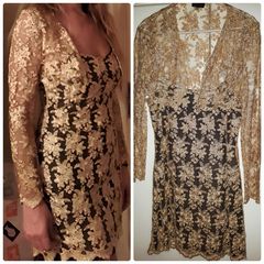 χρυσό δαντελένιο φόρεμα σχεδιαστή με μπολερό vintage