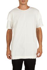 Oyet ανδρικό longline T-shirt εκρού Slim Fit - m-14-ec