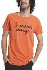 Thinking Mu ανδρικό t-shirt Le monde change πορτοκαλί  - mts00036