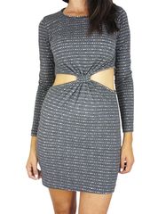 Tag Alexa μακρυμάνικο cut-out φόρεμα ανθρακί Γυναικείο - 50405