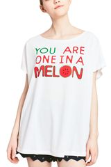 Migle + me Melon γυναικείο baggy t-shirt ημίλευκο  - la-melon