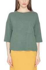 Pepaloves Alda μπλούζα πράσινη μελανζέ Γυναικείο Relaxed Fit - 108556