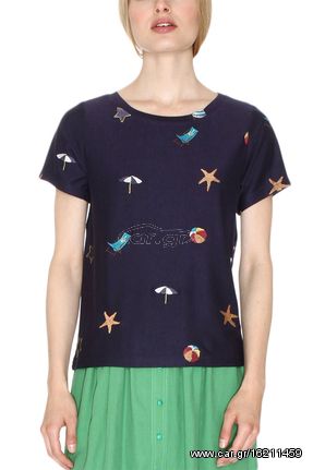 Pepaloves Beach γυναικείο t-shirt navy  - 108370