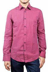 Missone ανδρικό πουκάμισο με πριντ κυκλάκια Slim Fit - ms-1011-bor