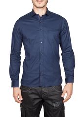 Ανδρικό slim fit μακρυμάνικο πουκάμισο navy  - w17206-one-bl