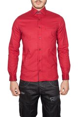 Ανδρικό slim fit μακρυμάνικο πουκάμισο κόκκινο  - w17206-one-rd
