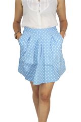 Migle + me mini φούστα πουά γαλάζια με πιέτες Regular Fit - la-223p