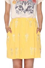 Pepaloves mini skater φούστα κίτρινη με τσέπες Γυναικείο Regular Fit - 107737