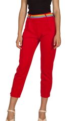 Daisy Street crop παντελόνι κόκκινο με rainbow ζώνη Γυναικείο - t-0735-rd