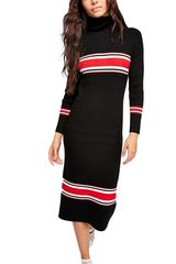 Free People sport stripe πλεκτό μίντι φόρεμα μαύρο Γυναικείο - ob832143