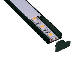 Προφίλ αλουμινίου εξωτερικό 2000x17x8mm με γωνία δέσμης 90° σε μαύρο χρώμα