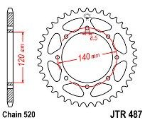 Γρανάζι JT Πίσω JTR487 38-43-44 Δόντια 18O487.43