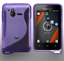 S Line Wave Gel Case Cover For Sony Ericsson Xperia Active St17i Purple