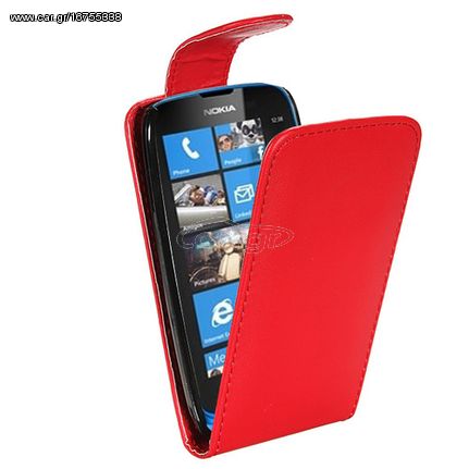 Nokia Lumia 610 Δερμάτινη Filp Θήκη Κόκκινο OEM