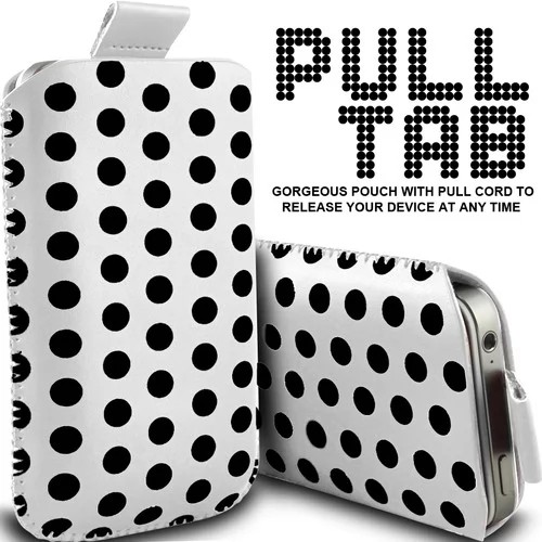 Stylish Pull Up Leather Smart Case Cover Medium - White black dots OEM