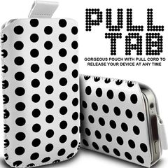 Stylish Pull Up Leather Smart Case Cover Medium - White black dots OEM