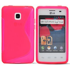 LG Optimus L3 ΙΙ Dual Ε435 - Θήκη Σιλικόνης Gel TPU S-Line - Λαμπερό Ροζ OEM
